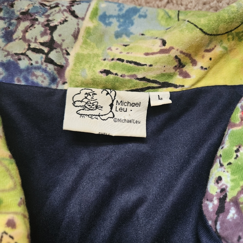 Michael Leu Large Multicolor Abstract Art Long Sleeve City Streets Jacket Colors - Picture 7 of 9